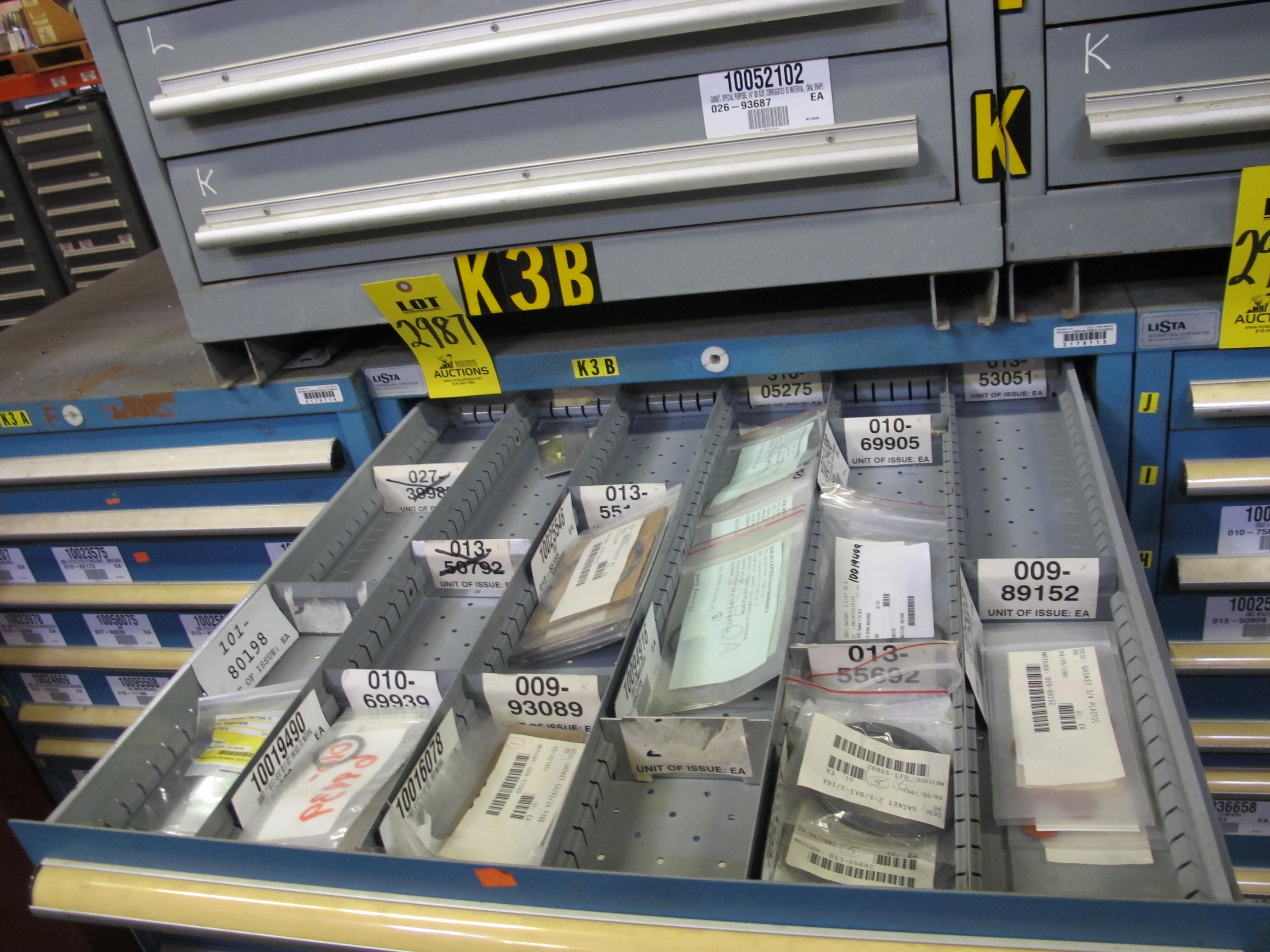 LISTA HEAVY DUTY 10-DRAWER PARTS CABINET W/ CONTENTS (W-50) LOADING & HANDLING FEE $25-